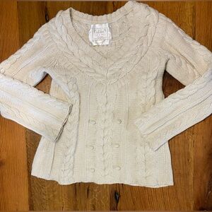 Old Navy Cotton/Lambs’ Wool Ivory Cable Knit Sweater, Special Details, Sz Small
